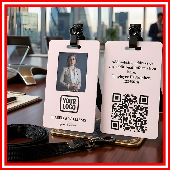 Tarjeta De Identificación Custom Employee Photo, QR Code, Logo, Name Badge (Subido por el creador)