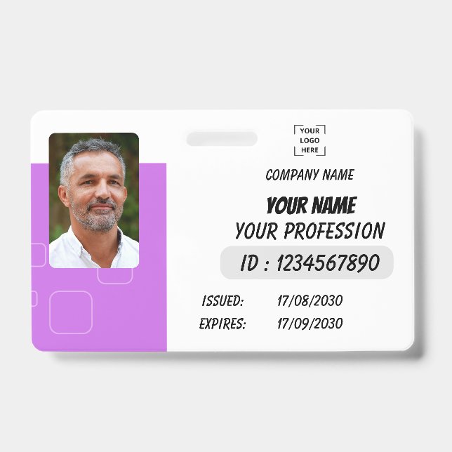 Tarjeta De Identificación Custom Employee Photo, Signature, Logo, Name Badge (Parte frontal)