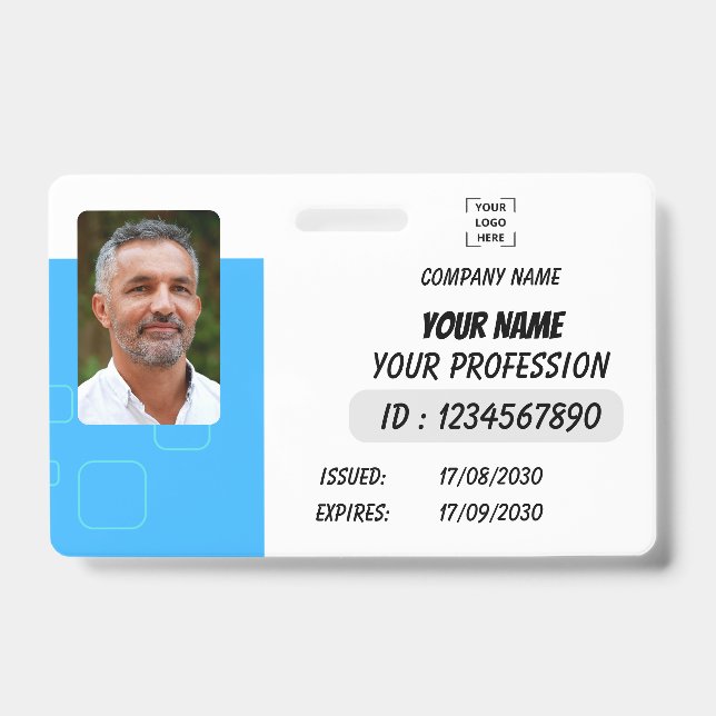 Tarjeta De Identificación Custom Employee Photo, Signature, Logo, Name Badge (Parte frontal)