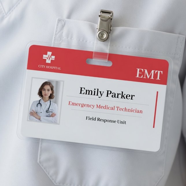 Tarjeta De Identificación Custom EMT ID Badge Template | Emergency Medical  (Subido por el creador)