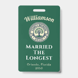 Tarjeta De Identificación Custom Family Reunion Award