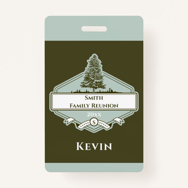 Tarjeta De Identificación Custom Family Tree Logo Reunion Name Badge (Anverso)