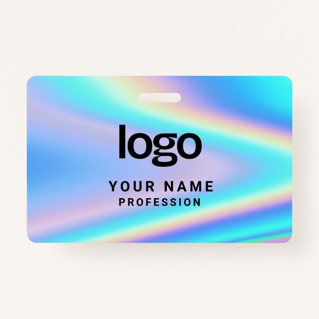 Tarjeta De Identificación Custom Holographic Employee Name, Logo, Barcode (Anverso)