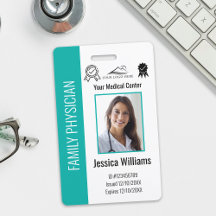 Custom Hospital Medical Employee Photo Teal ID