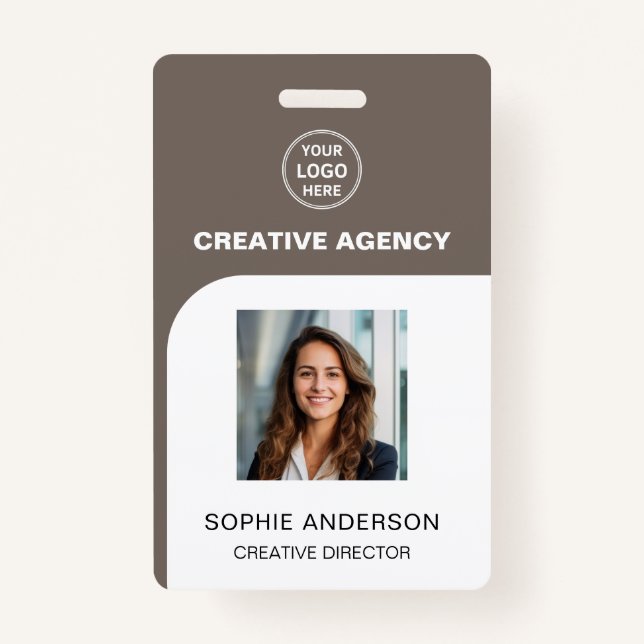 Tarjeta De Identificación Custom Logo Photo Bar Code Employee Staff Name (Anverso)