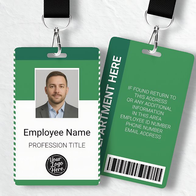 Tarjeta De Identificación Custom Modern Green Employee Identification ID (Custom Modern Green Employee Identification ID Badge)