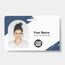 Tarjeta De Identificación Custom Modern ID Card Simple QR Arc Photo Brush