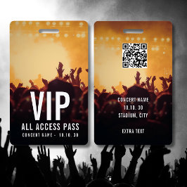 Tarjeta De Identificación Custom Name VIP All Access Pass Concert