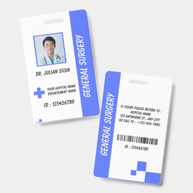 Tarjeta De Identificación Custom Nurse ID Badge for Healthcare Employees (Parte frontal y trasera)