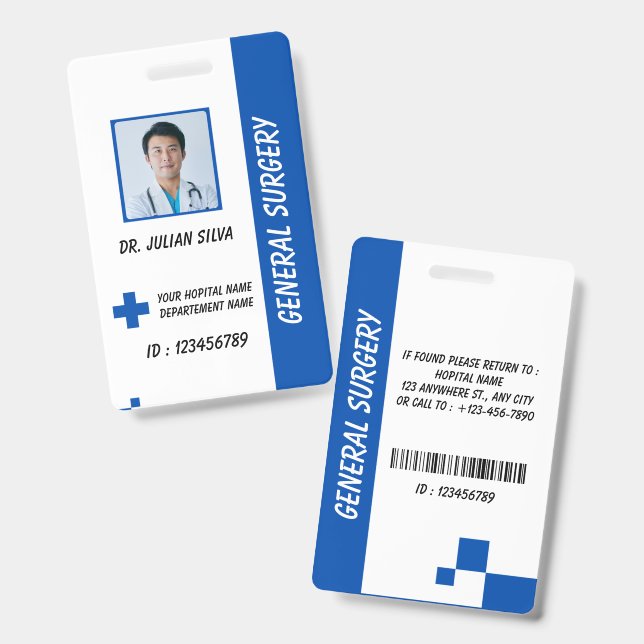 Tarjeta De Identificación Custom Nurse ID Badge for Healthcare Employees (Parte frontal y trasera)