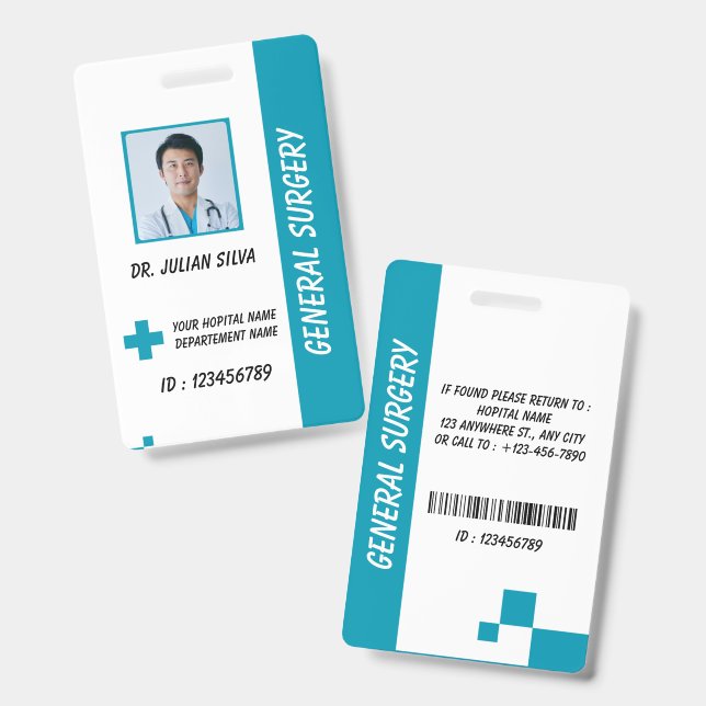 Tarjeta De Identificación Custom Nurse ID Badge for Healthcare Employees (Parte frontal y trasera)