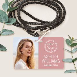 Tarjeta De Identificación Custom Photo Company Logo Name Employee Pink ID