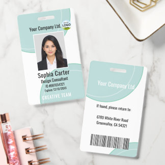 Tarjeta De Identificación Custom Photo Name Employee ID Badge Teal