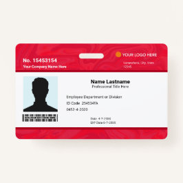 Tarjeta De Identificación Custom Red Employee ID Identification Photo Bar