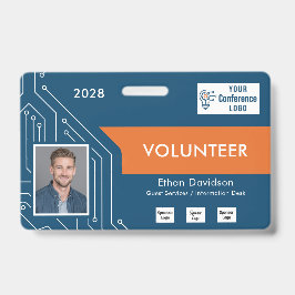 Tarjeta De Identificación Custom Technology Summit Volunteer Photo ID Badge