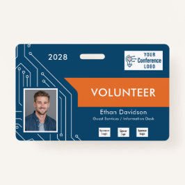 Tarjeta De Identificación Custom Technology Summit Volunteer Photo ID Badge