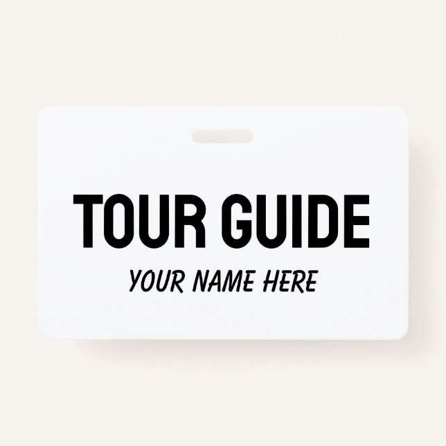 Tarjeta De Identificación Custom tour guide name badge with clip or string (Anverso)