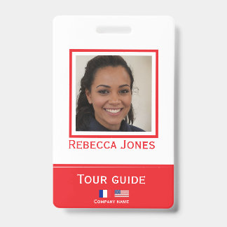 Tarjeta De Identificación Custom tour guide photo name langage badge ID card