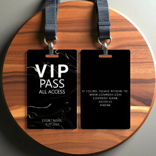 Tarjeta De Identificación Custom VIP All Access Event Marbling Dark Badge
