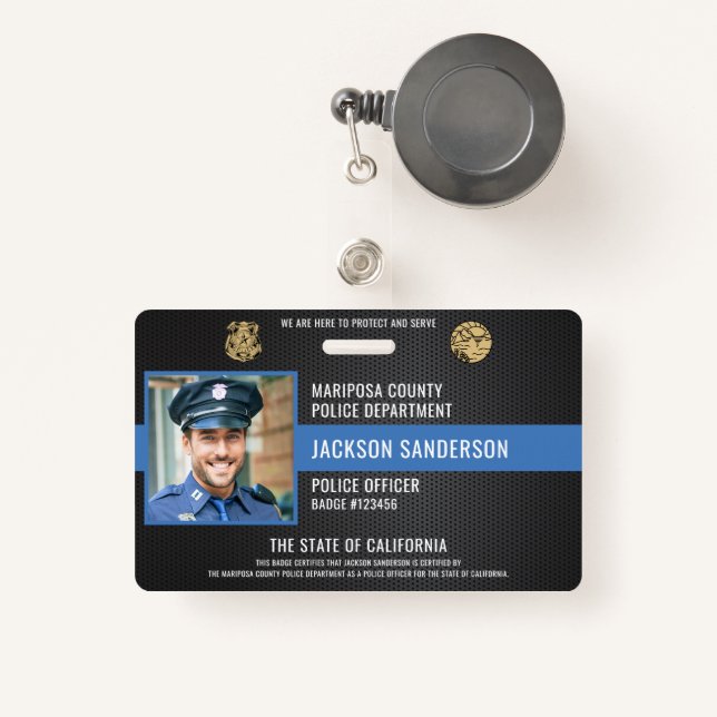 Tarjeta De Identificación Customizable Law Enforcement Police Employee ID (Anverso retráctil)