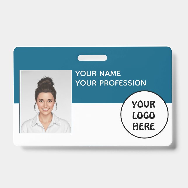 Tarjeta De Identificación Customizable Photo ID Badge – Editable Name, (Anverso)