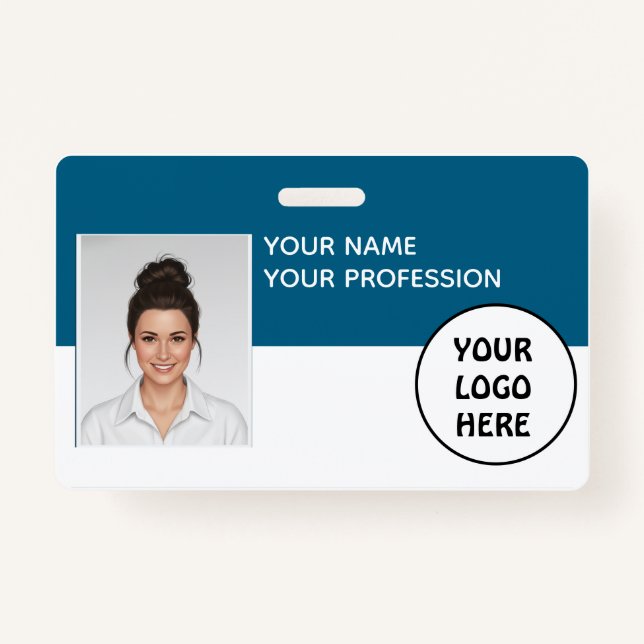 Tarjeta De Identificación Customizable Photo ID Badge – Editable Name, (Anverso)