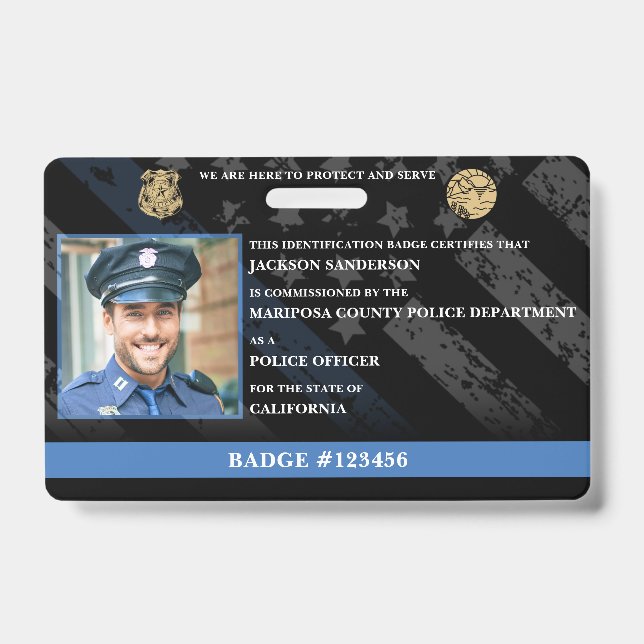 Tarjeta De Identificación Customizable Police Officer Law Enforcement ID (Anverso)