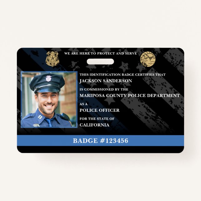 Tarjeta De Identificación Customizable Police Officer Law Enforcement ID (Anverso)