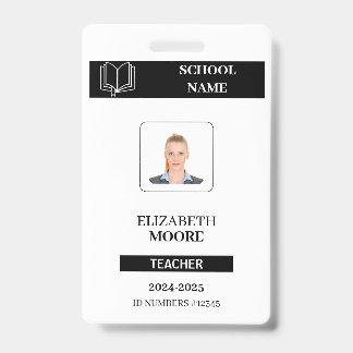 Tarjeta De Identificación Customized black ID badge for teachers