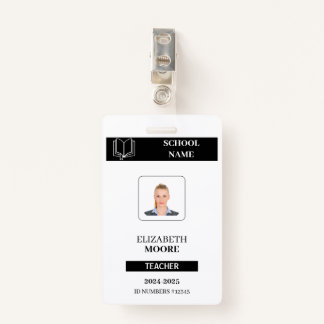 Tarjeta De Identificación Customized black ID badge for teachers