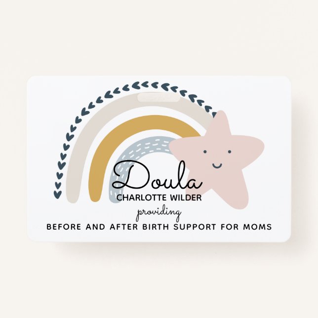 Tarjeta De Identificación Cute acuarela Rainbow Doula Biration Services ID (Anverso)