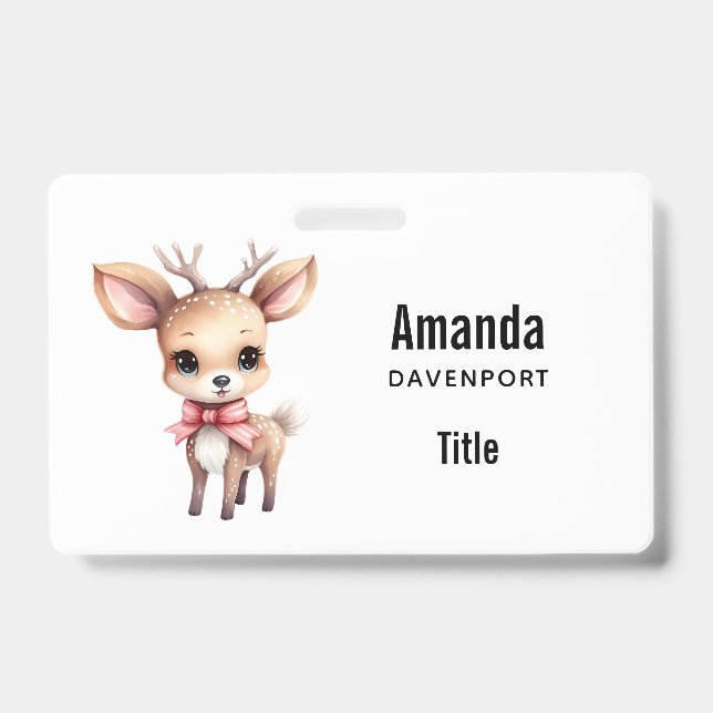 Tarjeta De Identificación Cute Baby Deer Cartoon Illustration (Parte frontal)