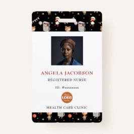 Tarjeta De Identificación Cute Black White Pediatric Registered Nurse Logo