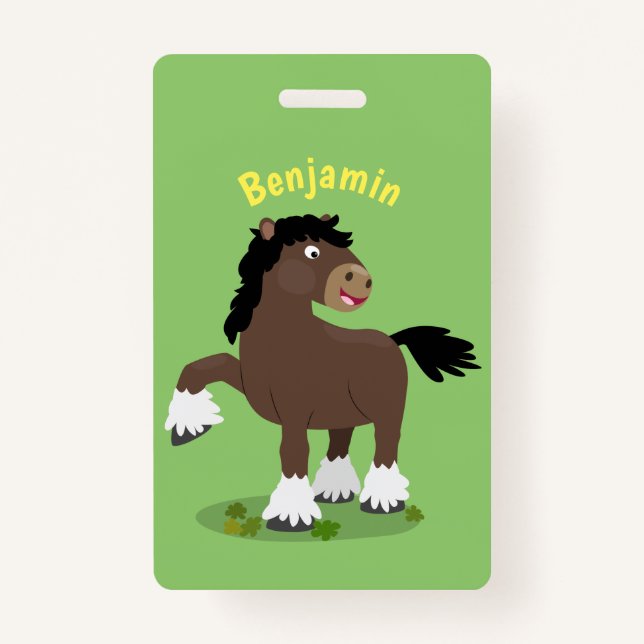 Tarjeta De Identificación Cute Clydesdale personalizado de caballo ilustraci (Anverso)