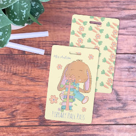 Tarjeta De Identificación Cute Conejo de Primavera Insignia de Pase de Sala 