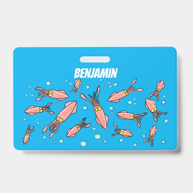 Tarjeta De Identificación Cute divertido patrón de dibujos animados de calam (Parte frontal)