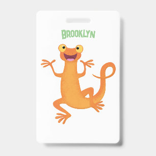 Tarjeta De Identificación Cute feliz newt naranja bailando