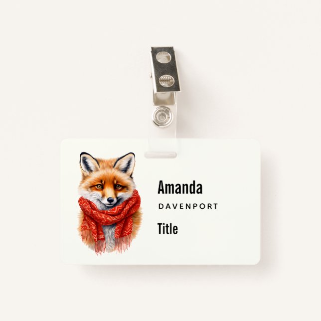 Tarjeta De Identificación Cute Fox in a Red Scarf Autumn Image Business (Anverso con clip)