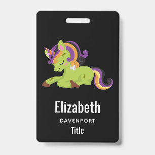 Tarjeta De Identificación Cute Frankenstein Unicorn Halloween