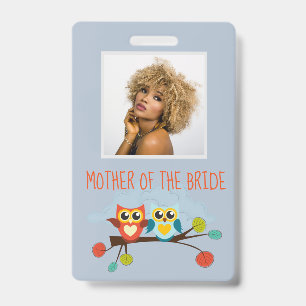 Tarjeta De Identificación Cute OWLS Tema Boda Naranja Azul