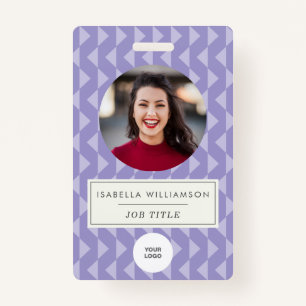 Tarjeta De Identificación Cute Purple Geometric Employee Photo ID Corporate