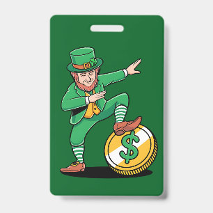 Tarjeta De Identificación Dabbing Duende Divertido Día de San Patricio