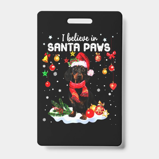Tarjeta De Identificación Dachshund Cute Christmas (Parte frontal)