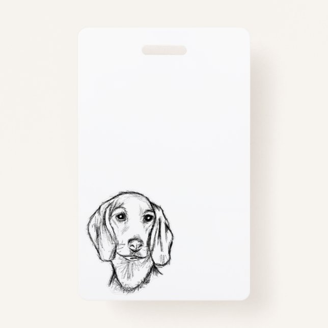Tarjeta De Identificación dachshund sketch a mano perro cachorro blanco negr (Anverso)