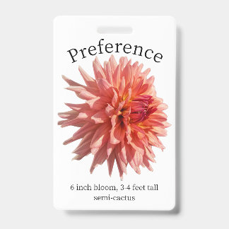 Tarjeta De Identificación Dahlia ID Badge