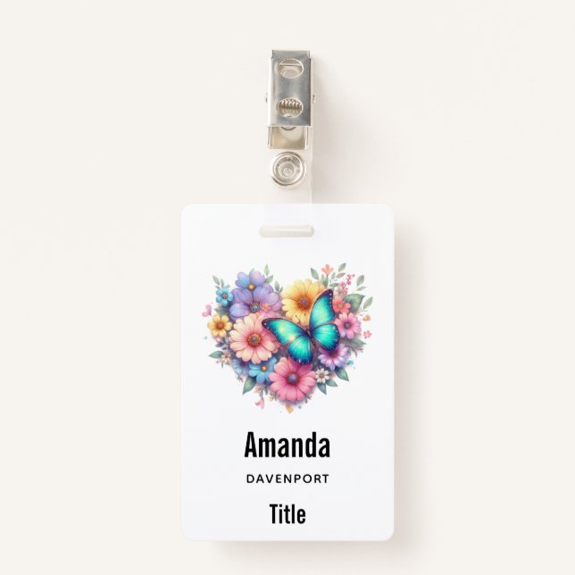 Tarjeta De Identificación Daisy Flowers with a Beautiful Butterfly (Anverso con clip)