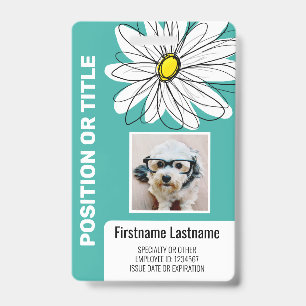 Tarjeta De Identificación Daisy moderna con foto, logotipo de identificación
