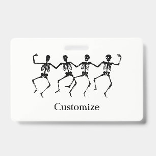 Tarjeta De Identificación Dancing Skeletons Halloween