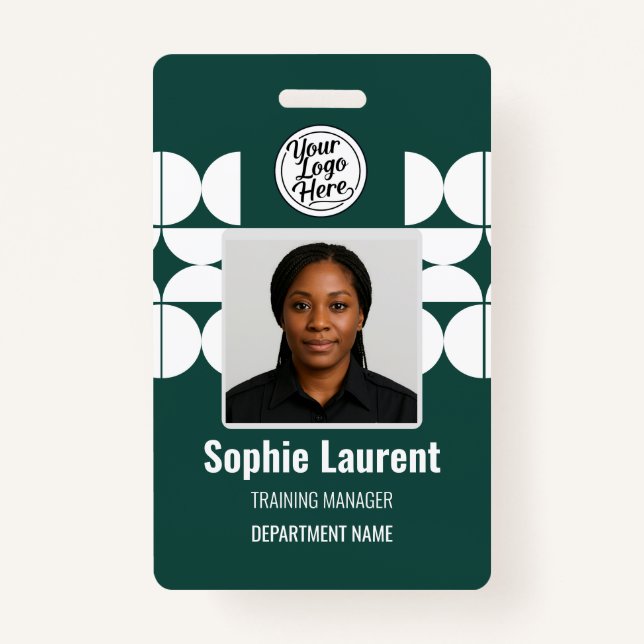 Tarjeta De Identificación Dark Green Abstract Shapes Business Staff Pass ID (Anverso)