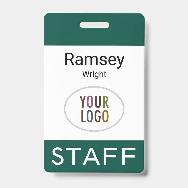 Tarjeta De Identificación Dark Green Staff ID Nombre Badge Reel Clip Lanyard (Parte frontal)